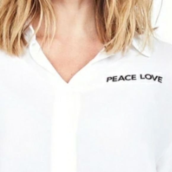 LAUREN MOSHI Button Up Peace Love Shirt - Picture 6 of 7